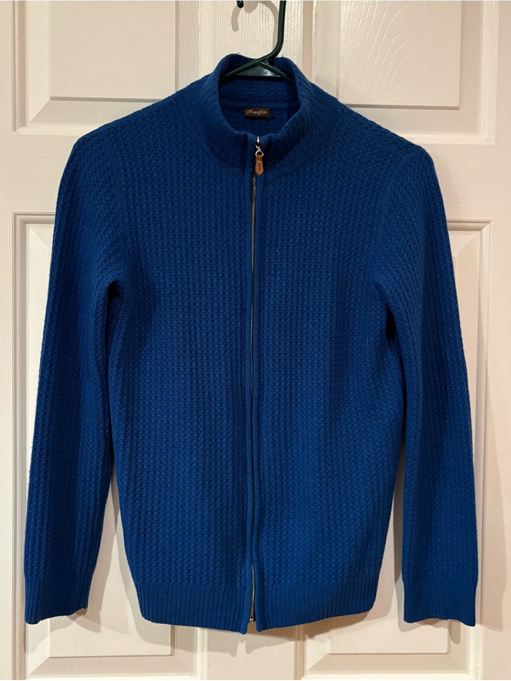 J McLaughlin Merino Wool Cashmere Cardigan Sweater Full Zip Blue Size XS